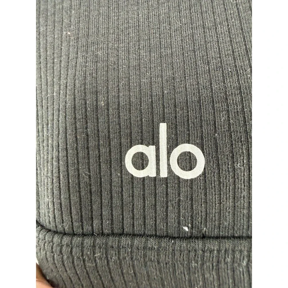 Alo Yoga Wellness Bra Black Ribbed Scoop Neck Sports Bra Size M